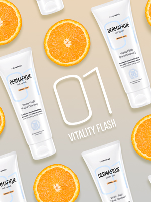 Dermafique Vitality Flash Facial Cleanser Exfoliating Face wash, For Normal to Oily Skin, Exfoliates Dead Cells, Cleanses pores, removes oil with Orange Zest extracts and Vitamin E, Oil-Free (100 ml)