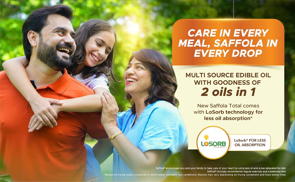 Saffola Total Refined Oil|Blend of Rice Bran Oil & Safflower oil|Cooking oil|Cholesterol Lowering Oil|Edible Oil 1L Unique
