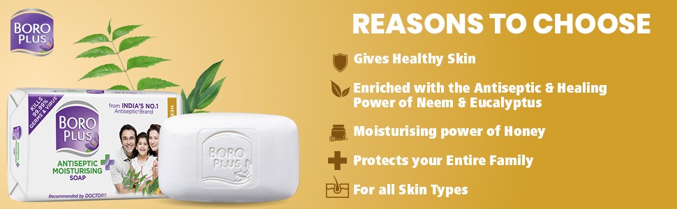 BoroPlus Antiseptic + Moisturising Soap - Neem, Eucalyptus & Honey