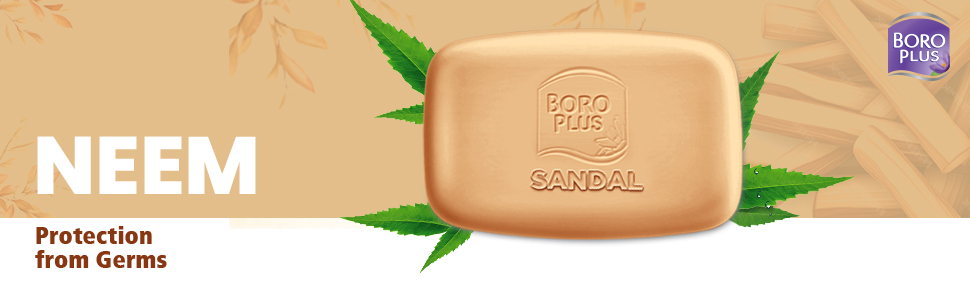 BoroPlus Antiseptic And Moisturising Bathing Sandal Soap With Sandal & Neem | 99.9% Germ And Virus Protection | For Smooth, Soft, Moisturised & Nourished Skin, 125G (Pack Of 4)