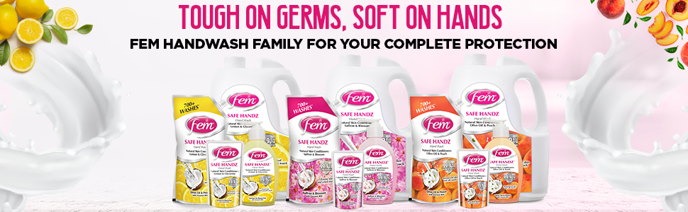 Fem Safe Handz Hand Wash - Enriched with the Goodness of Saffron & Blossom with Coconut Milk - 5 L