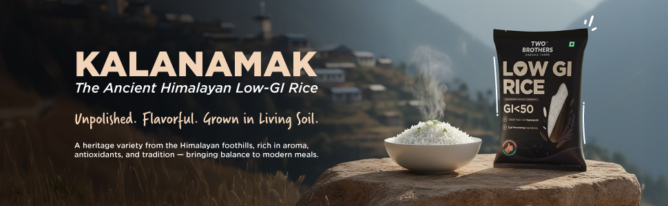 Two Brothers Organic Farms Kalanamak Rice 1KG | Low GI, Diabetic-Friendly Native Rice | Rich in Iron & Zinc | Gut Nourishing, Perfect for Pulao, Biryani & Curries