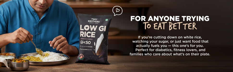 Two Brothers Organic Farms Kalanamak Rice 1KG | Low GI, Diabetic-Friendly Native Rice | Rich in Iron & Zinc | Gut Nourishing, Perfect for Pulao, Biryani & Curries