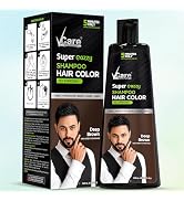 VCare Hair Colour Shampoo for Men and Women, 180ml, Deep Brown | No Ammonia | Long Lasting Hair Color | 100% Grey Coverage | Easy To Use Hair Colour At Home