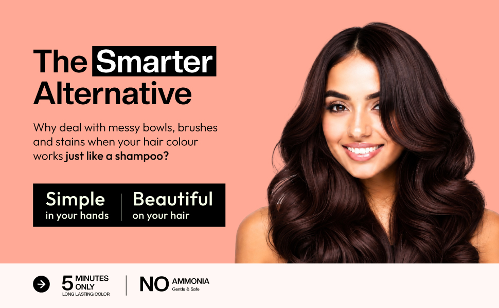 VCare Super Eazzy Hair Colour Shampoo for Women and Men 180ml | Only 5 Minute Root Hair Dye Coloring Kit Head, Moustache, Beard, Hands, Chest | No Parabens, Ammonia And Sulfates (180ml, Brown)
