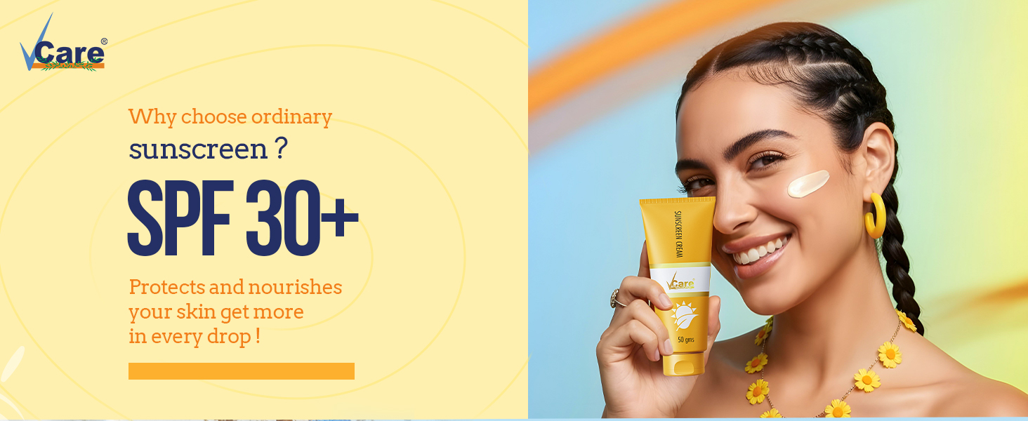 VCare Sunscreen SPF 30 Matte Cream 50g for Women & Men For All Skin Types (white)