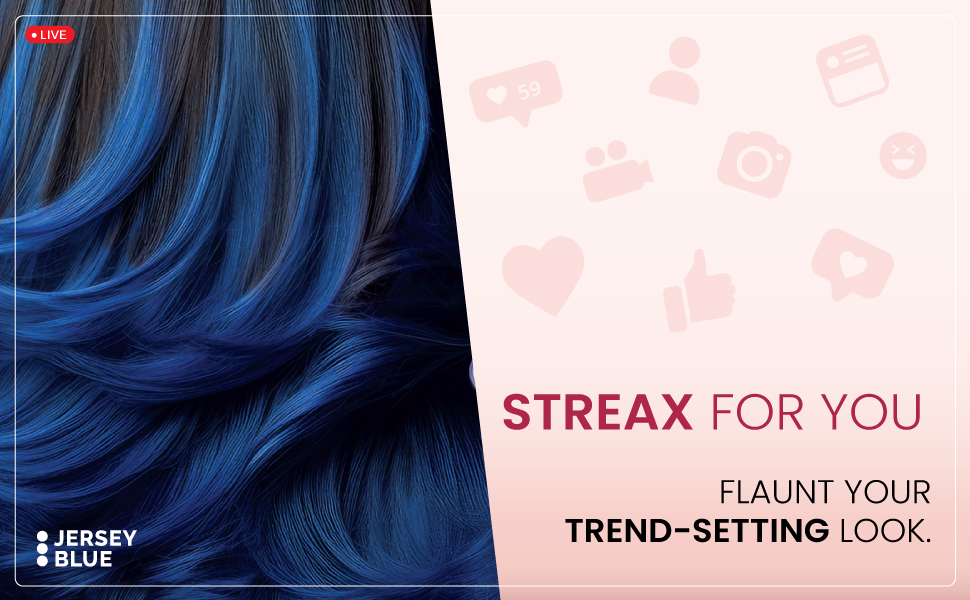 Streax Hair Colour Highlight Kit | Blue Hair Colour, Aqua Blue - Pack of 1 I Enriched with Walnut & Argan Oil | Rich, vibrant, Easy to use, DIY Application