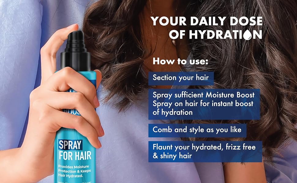 Streax Moisture Boost Spray Hair Serum for Dry Frizzy Hair - 50 ml | Hair Styling Serum for Women & Men | Hydrating, Frizz Free, Smooth & Silky finish I With Fision AquaShield