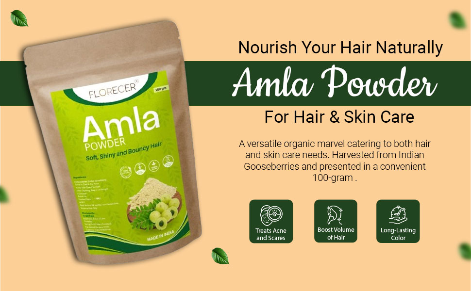 Florecer Amla Powder For Hair | Skin Care | Organic | Indian Gooseberry Powder | Hair Colour Black| Hair Mask-100 Gram