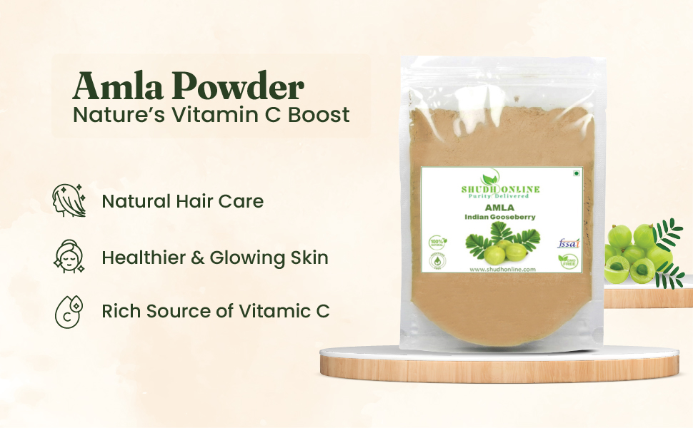 Shudh Online Dry Amla Powder for Hair Growth Organic (200 Grams) | Eating, Drinking - Amala Usirikaya | Avla Gooseberry Fruit Churna (Pure Seedless Edible)