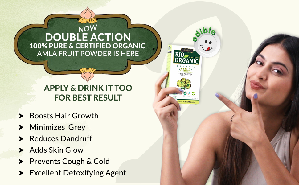 INDUS VALLEY Bio Organic 100% Natural Amla (Indian Gooseberry) Fruit Powder for Hair Growth, Skin Care, Drinking & Eating, Rich in Antioxidants – 100g