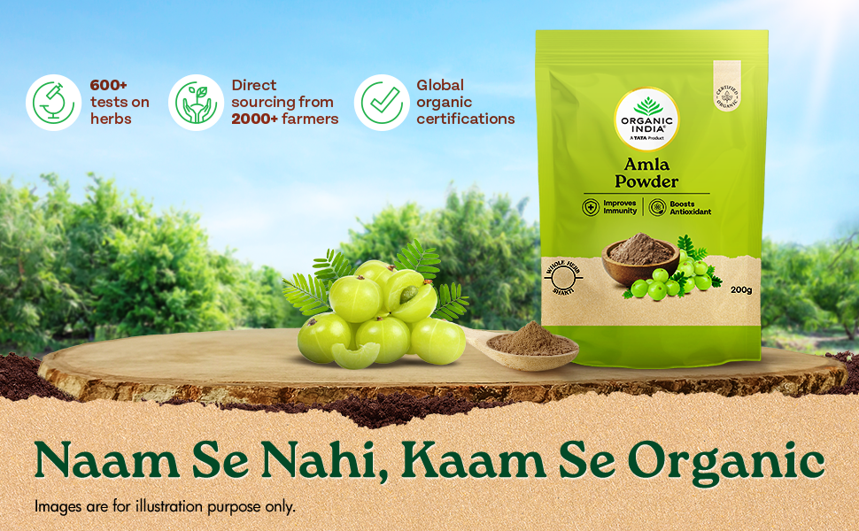 A TATA Product - Organic India Amla Powder, 200g, Whole Hera, Improves Immunity, Boosts Antioxidant, Certified Organic