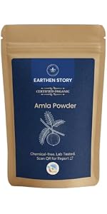 Earthen Story Certified Organic Amla Powder (200g) | Lab Tested for 270+ Pesticides | Indian Gooseberry (Nellikkai) Whole Fruit Powder for Immunity, Hair & Skin | Vitamin C Superfood