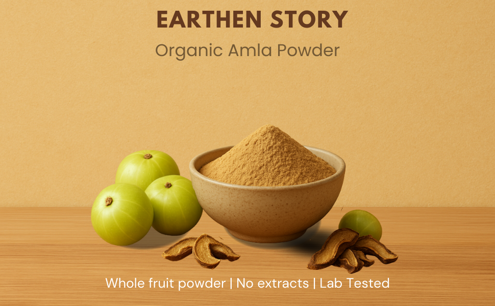 Earthen Story Certified Organic Amla Powder (200g) | Lab Tested for 270+ Pesticides | Indian Gooseberry (Nellikkai) Whole Fruit Powder for Immunity, Hair & Skin | Vitamin C Superfood
