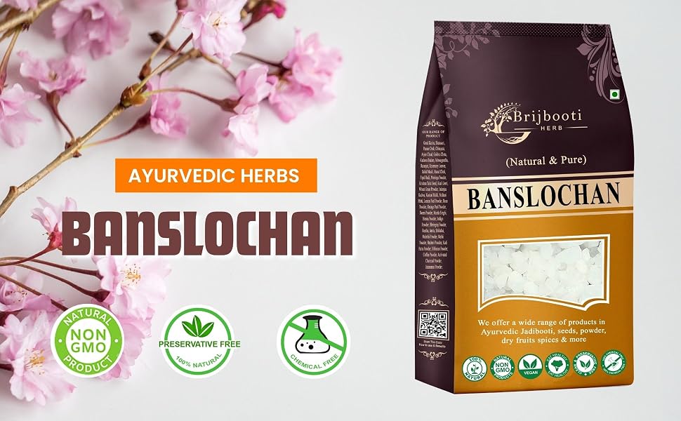 Brijbooti Banslochan - Tabashir - 400g | Vanslochan For Strengthen Bones & Hair Roots | For Eating, Weak Bones, Wrinkles, Cough, Frizzy Hair, Dry Skin