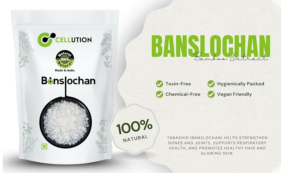 CELLUTION Tabashir - 400gm Banslochan/Vanslochan/Vanshlochan/Tabasheer/Bamboo Silica For Strengthens bones and joints, Cough, Hair & Skin (400 Grams)