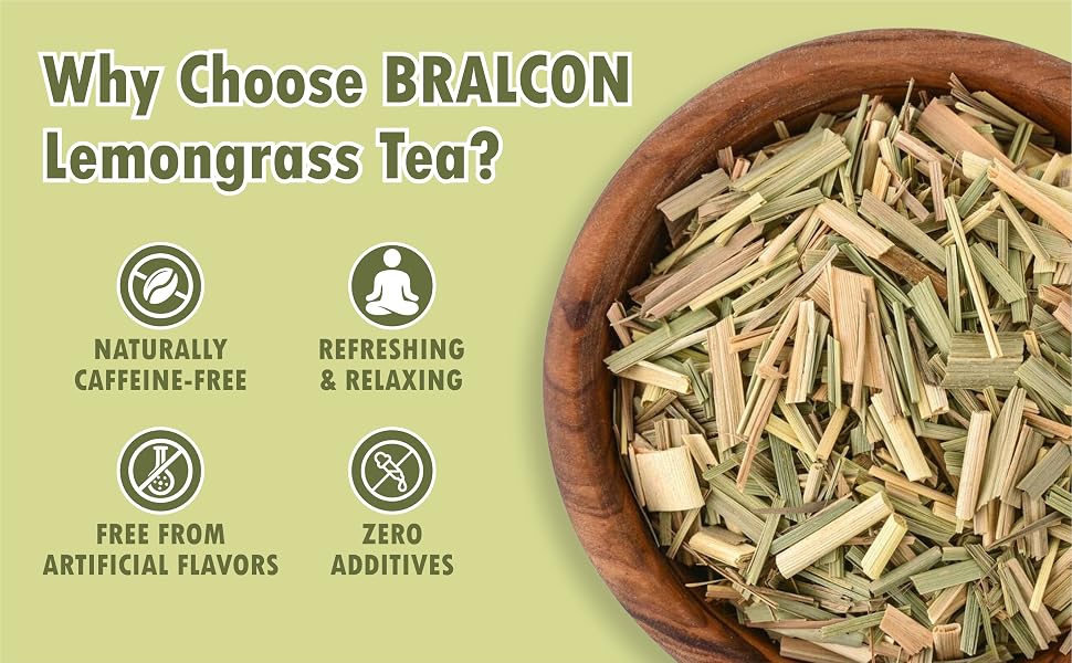 BRALCON Organic Lemongrass Herbal Tea - 100g | 100% Natural Whole Leaf Tea | Immunity Boosting | Antioxidant | Boost Metabolism | Used for Detox