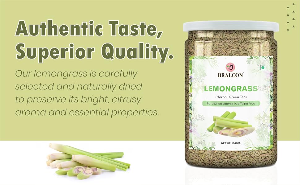 BRALCON Organic Lemongrass Herbal Tea - 100g | 100% Natural Whole Leaf Tea | Immunity Boosting | Antioxidant | Boost Metabolism | Used for Detox