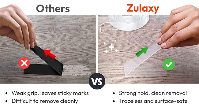 Zulaxy Double Sided Tape Heavy Duty for Wall, Strong Adhesive Transparent Nano Tape 3 Meter | Multipurpose Mounting Tape for Home, Office & Car Without Peeling Paint (Pack of 1)