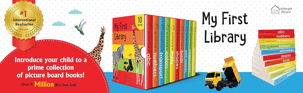 My First Library Boxset For Kids (10 Board Books) | Ages 0–3 Years | Early Learning | Gift Set For Babies | Toddlers & Preschoolers | Latest Premium Edition | Abc | Numbers | Shapes | Colors & More