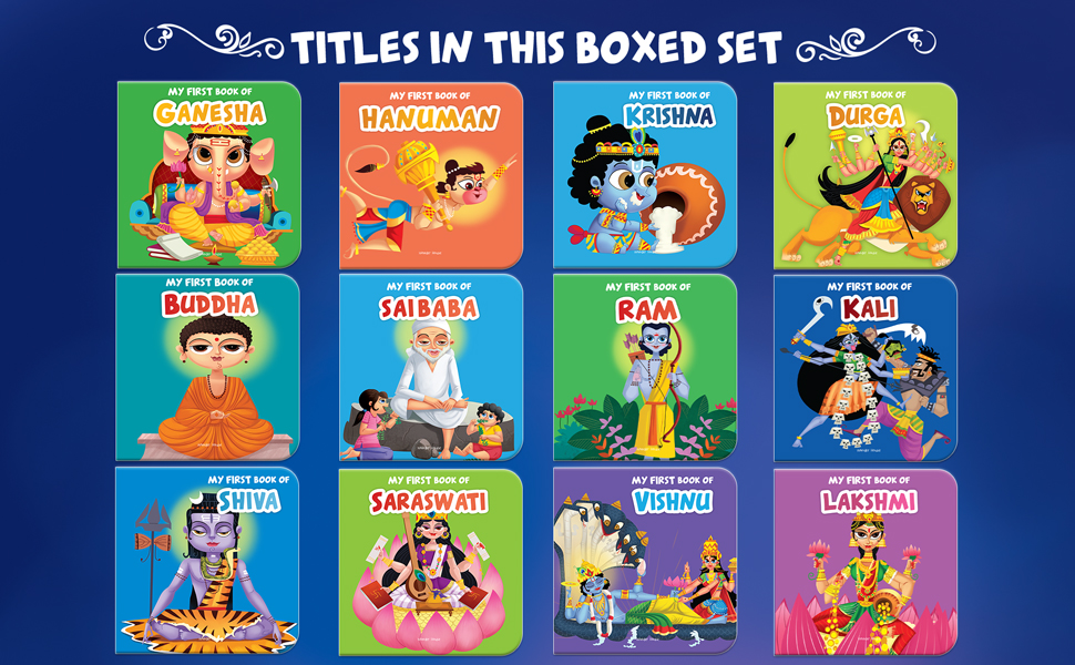 My First Library Of Hindu Gods And Goddesses (12 Board Book Set) Age 2–6 Years | Illustrated Spiritual Stories | Indian Mythology | Ganesha | Krishna | Shiva & More | Early Learning | Latest Edition