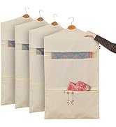 SOLSTICE Hanging Cotton Saree Covers/Bags of 30 x 18 (Inches) For Clothes Storage, Wardrobe Organizer (Hangers Are NOT Included) (Single Pocket - Pack of 6)
