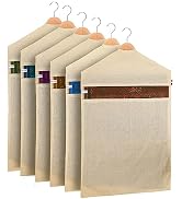 SOLSTICE Hanging Cotton Saree Covers/Bags of 30 x 18 (Inches) For Clothes Storage, Wardrobe Organizer (Hangers Are NOT Included) (Single Pocket - Pack of 6)