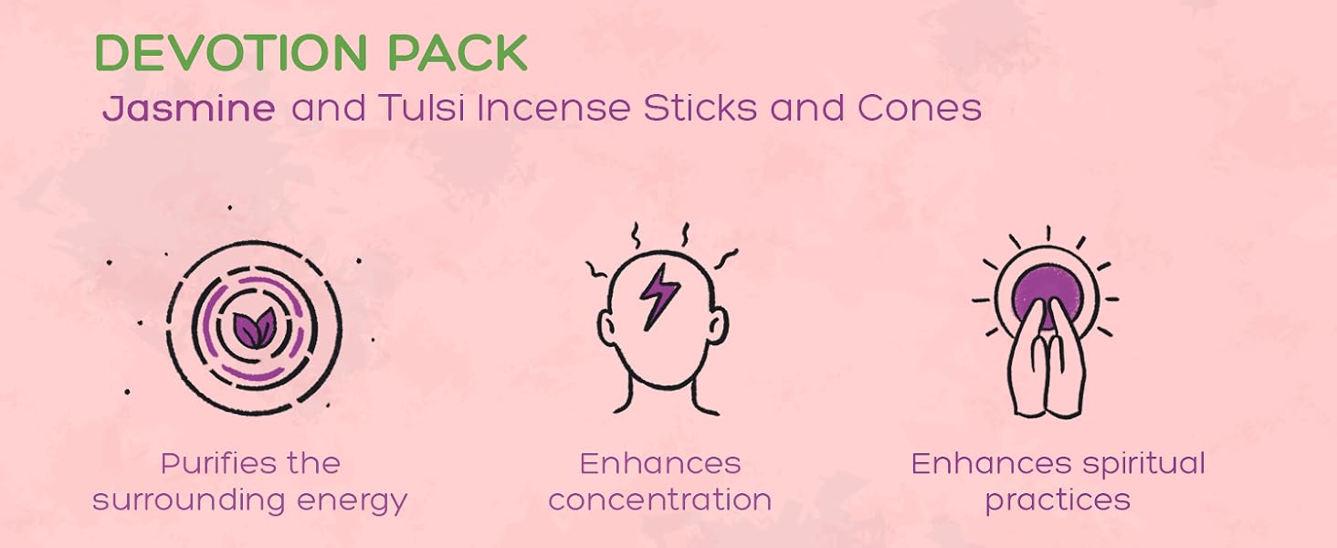 PHOOL LUXURY INCENSE Cones-Devotion Pack of 2- Tulsi & Jasmine | Special Pooja dhoop | 80 Dhoopsticks & Free 2 Dhoop Stand Inside