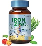 ZEROHARM Iron, Zinc, Folic Acid & Vitamin B12 Tablets | Curry Leaves, Guava, Acerola Cherry | Boosts Hemoglobin Levels | Antioxidant & Immunity Support | Iron Supplement for Men, Women | 60 Tablets