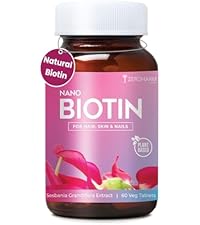 ZEROHARM Biotin Tablets for Hair Growth - 10000 mcg Vitamin B7 - Plant-Based Supplement Supports Hair Growth, Skin Hydration & Nail Strength For Men & Women - Sesbania Grandiflora - 60 Tablets
