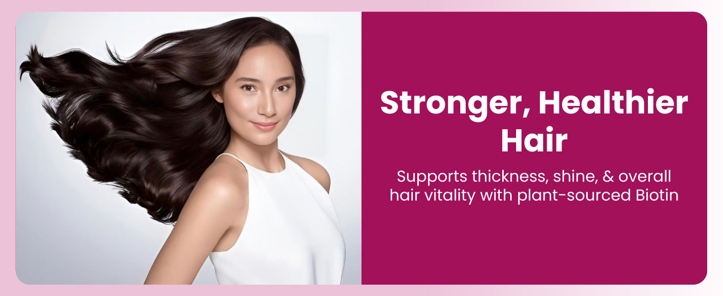 ZEROHARM Biotin Tablets for Hair Growth - 10000 mcg Vitamin B7 - Plant-Based Supplement Supports Hair Growth, Skin Hydration & Nail Strength For Men & Women - Sesbania Grandiflora - 60 Tablets