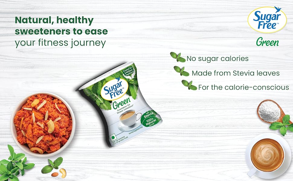 Sugar Free Green Stevia, 300 Pellets |100% Plant-based Natural Sweetener | 100% Natural Meethi Tulsi (Stevia) leaves| Sweet like Sugar but with zero calories | 30g