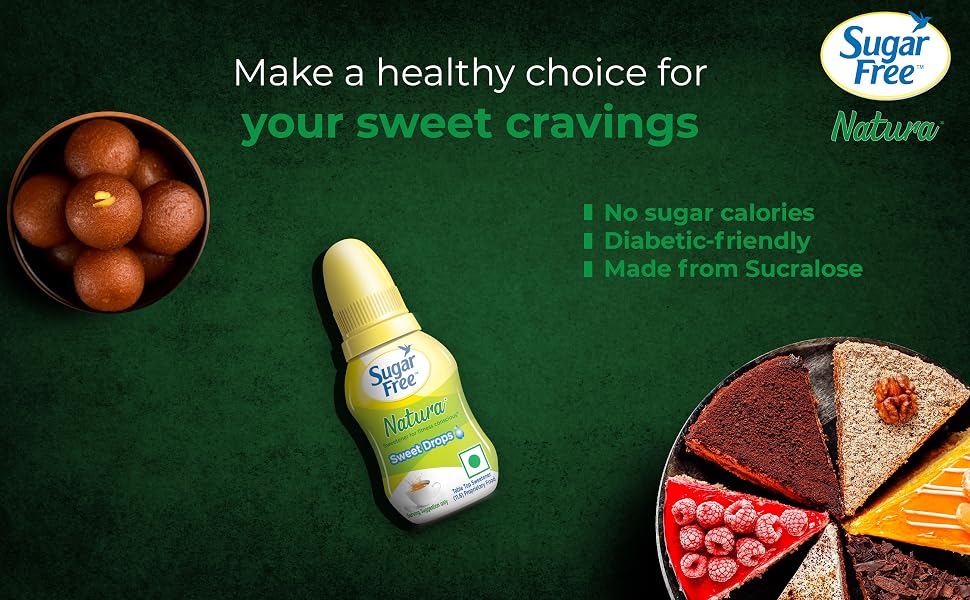 Sugar Free Natura, Drops 10ml | Equivalent to Sweetness from 1Kg Sugar | 100% Safe| Scientifically Proven & Tested|Sweet like Sugar but with zero calories|
