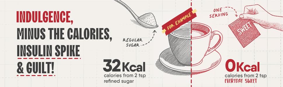 Trunativ Everyday Sweet | Erythritol & Monk Fruit Sweetener Powder | Zero-Calorie Sugar Substitute | 1:1 Sugar Replacer for Cooking & Baking | Keto & Diabetic Friendly | 240g (60 Sachets)