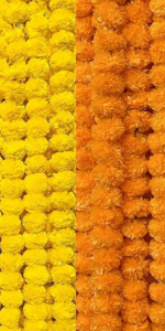 Artificial Flowers for Decoration, Marigold Flowers Garlands Home Decor, Diwali Decoration Items Home Decor, Pooja Room Decorations Items Wedding Housewarming (Multicolour, Pack of 10)