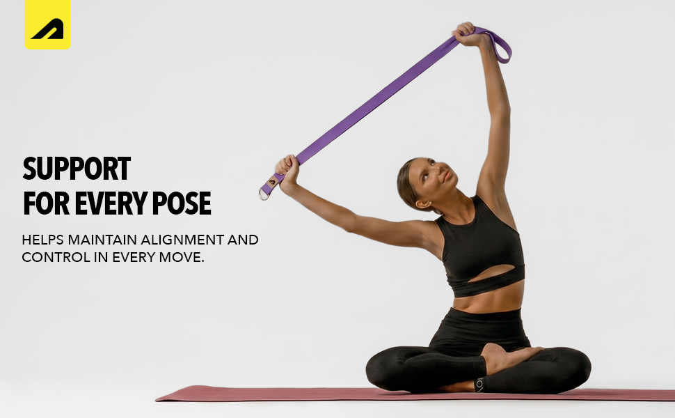 Boldfit Yoga Belt for Women and Men - Yoga Strap for Stretching with Extra Safe Adjustable D-Ring Buckle - Durable and Comfy Texture - Perfect for Your Yoga Session - 6 Feet, Purple