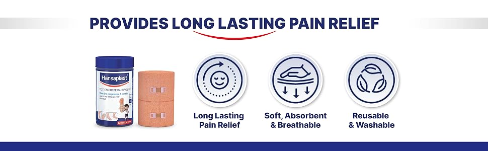 Hansaplast Soft Cotton Crepe Bandage For Pain Relief | 6cm x 4m, Skin-Friendly | Crepe Bandage For Hands, Legs & Ankle Support | Provides Warmth And Firm Support To The Affected Area