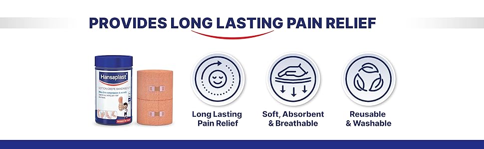 Hansaplast Soft Cotton Crepe Bandage For Pain Relief | 15CM X 4MTR, Skin-Friendly | Crepe Bandage For Hands, Legs And Ankle Support | Provides Warmth And Firm Support To The Affected Area