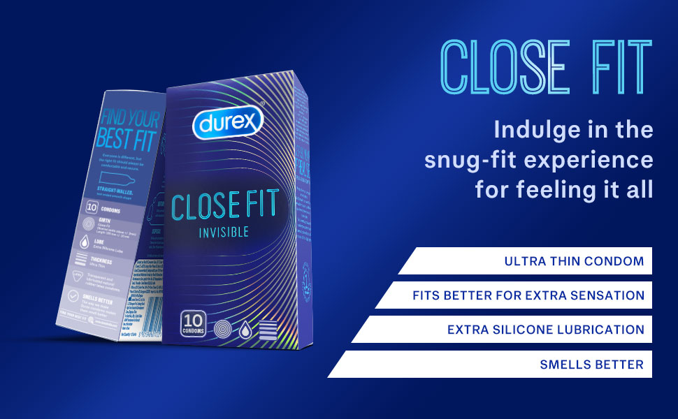 Durex Close Fit Invisible Condoms for Men - 10s | Ultra Thin Condom