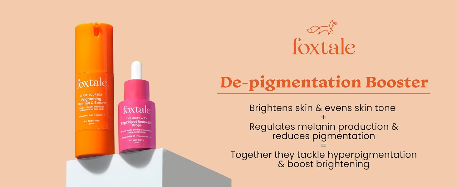Foxtale Depigmentation Booster | Rapid Spot Reduction Drops 30 ml + Vitamin C Face Serum 30 ml