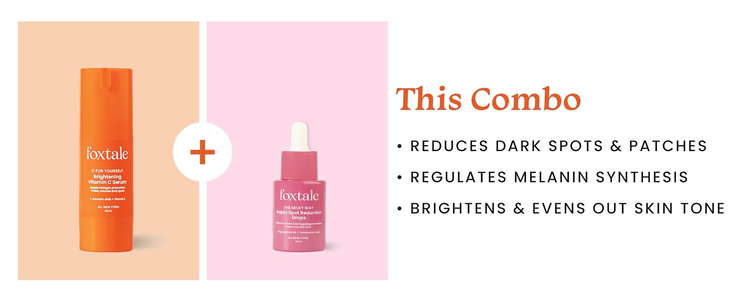 Foxtale Depigmentation Booster | Rapid Spot Reduction Drops 30 ml + Vitamin C Face Serum 30 ml