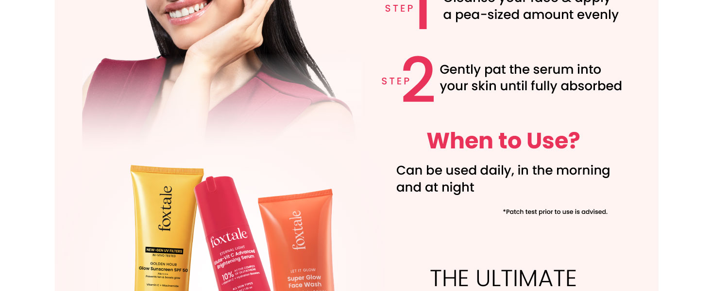 Foxtale 10% Vitamin C-Glutathione Brightening Face Serum for Glowing Skin, Treats Dark Spots, Pigmentation & Dullness, Beginner & Sensitive Skin Friendly | All Skin Types | Women & Men | 30ml