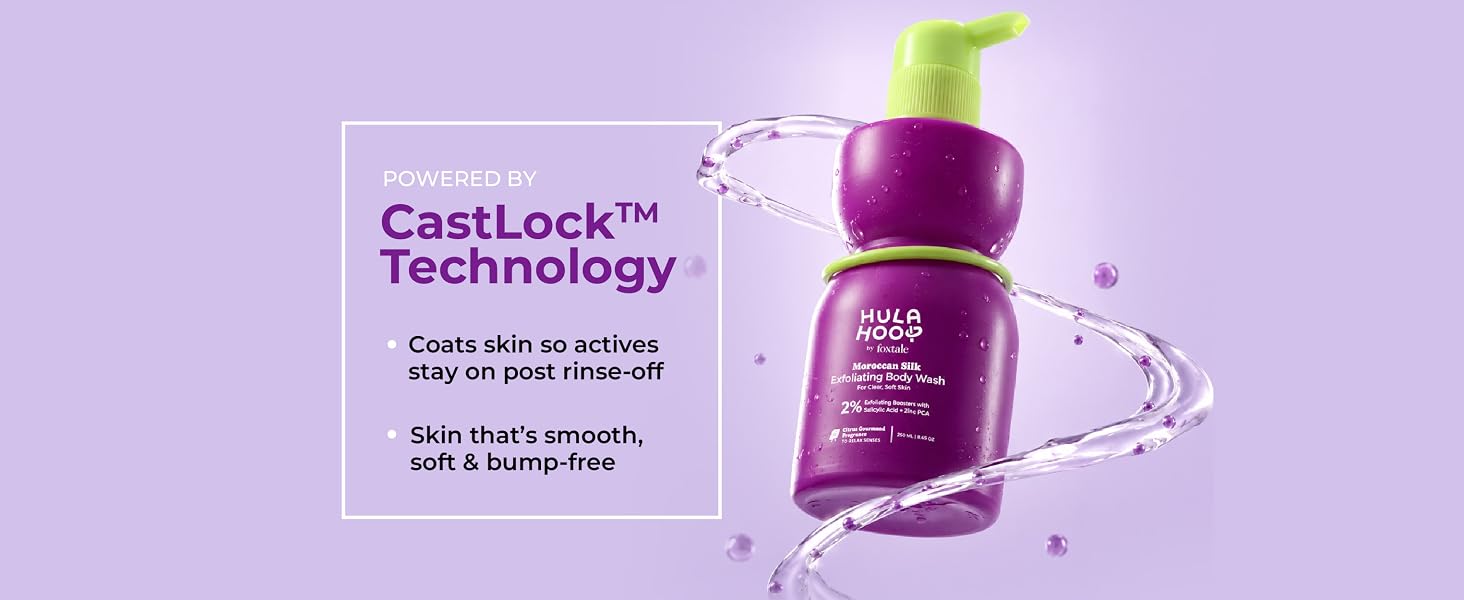 Hula Hoop Exfoliating Body Wash with 2% Salicylic Acid & Zinc PCA | Reduces Body Acne, Strawberry Legs & KP | Exfoliates & Hydrates to Reveal Smooth & Bump-Free Skin | 250ml