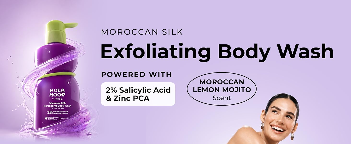 Hula Hoop Exfoliating Body Wash with 2% Salicylic Acid & Zinc PCA | Reduces Body Acne, Strawberry Legs & KP | Exfoliates & Hydrates to Reveal Smooth & Bump-Free Skin | 250ml