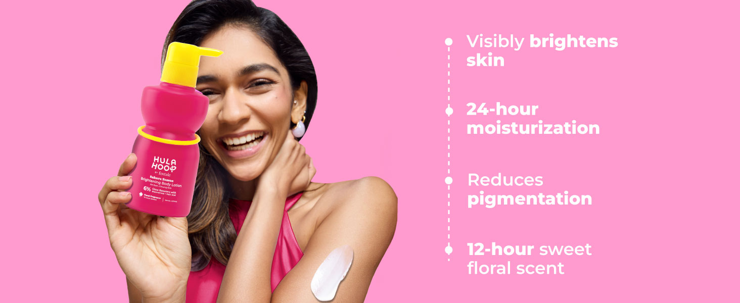 Hula Hoop SPF 30 Brightening Body Lotion by Foxtale| Niacinamide + Kojic Acid | Moisturizes, Brightens, & Even Tones Skin | Prevents Tanning & Sun Damage | Light & Grease-Free | 200ml