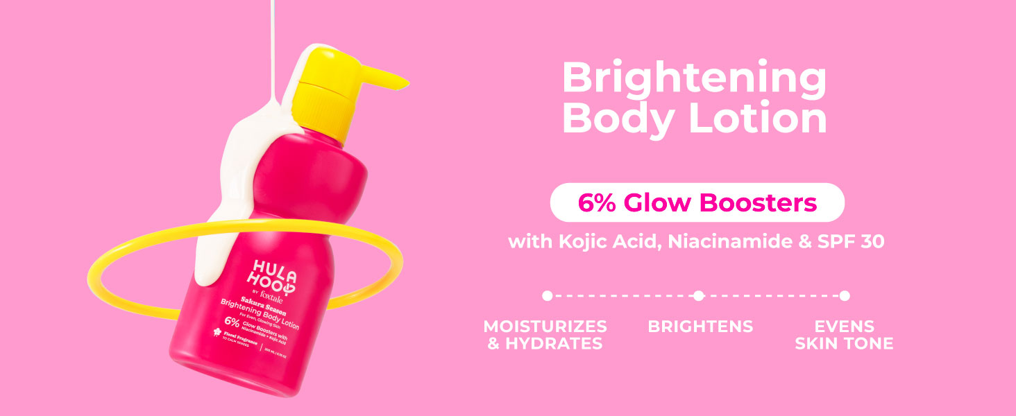 Hula Hoop SPF 30 Brightening Body Lotion by Foxtale| Niacinamide + Kojic Acid | Moisturizes, Brightens, & Even Tones Skin | Prevents Tanning & Sun Damage | Light & Grease-Free | 200ml