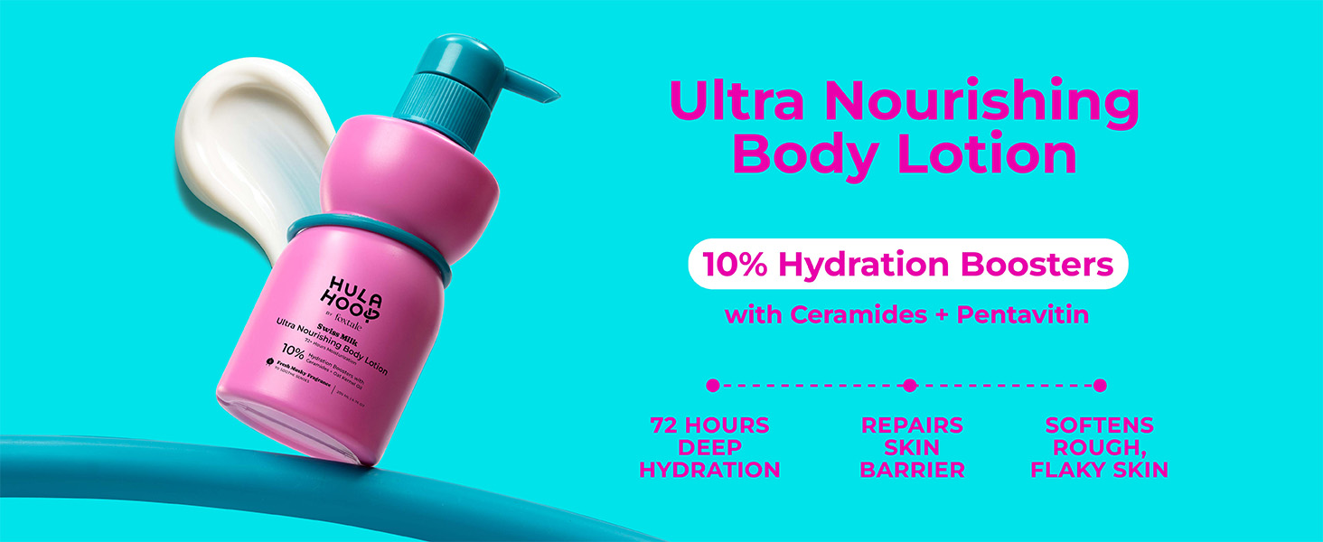 Hula Hoop Ultra Nourishing Body Lotion with Ceramides & Pentavitin | 72hr of Moisturization | Nourishes, hydrates, and strengthens skin barrier | for Dry skin, Men & Women | 200ml