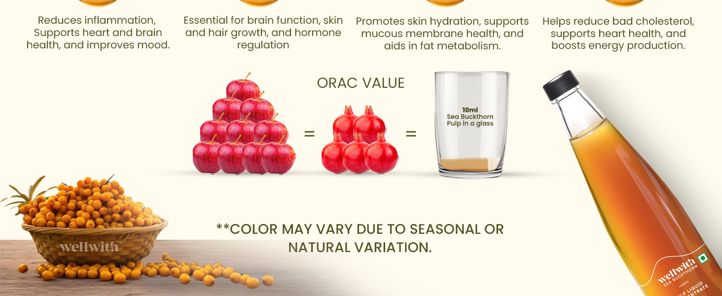 Ayuzera (Wellwith) Himalayan Sea Buckthorn Pulp Concentrate 300ml | Cold-Pressed | Makes 50 Glasses | Natural Vitamin C, Omega 3 6 7 9, Antioxidants | Immunity, Skin Glow & Gut Health Support | Juice Seabuckthorn