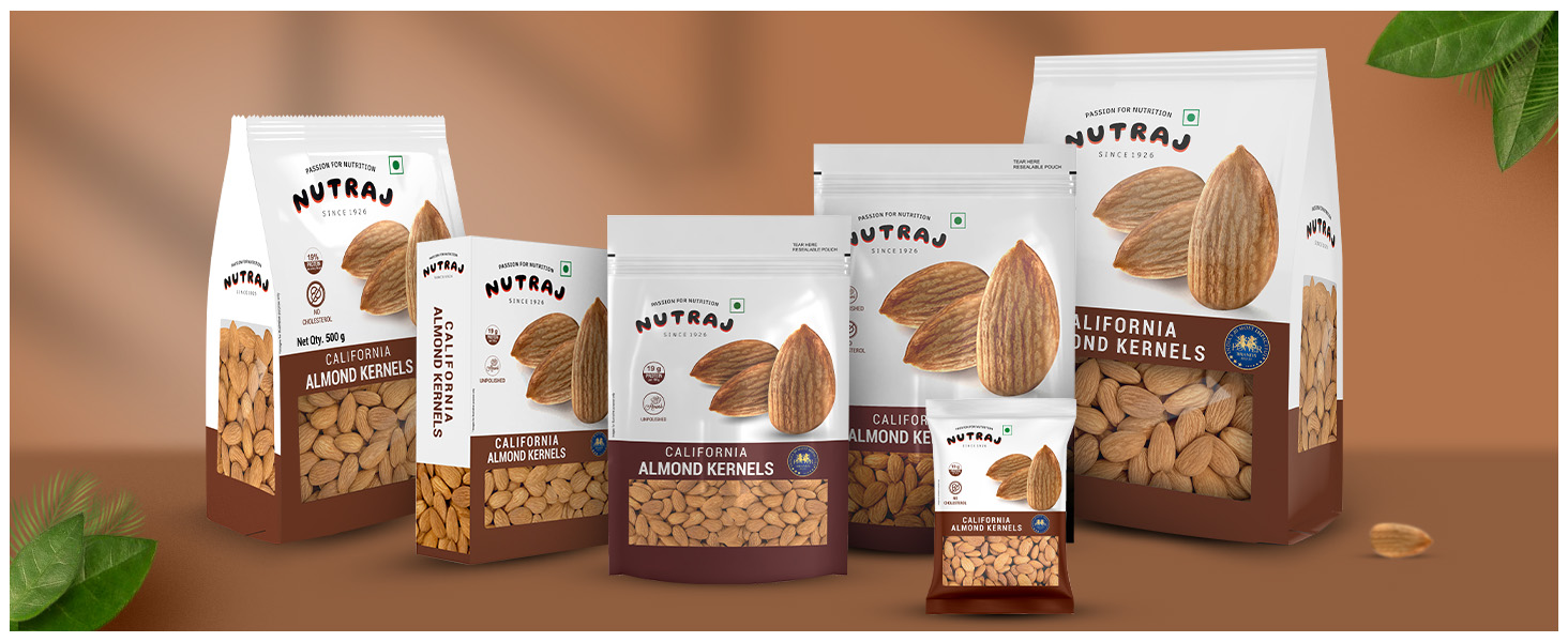 Nutraj California Almond kernels 1kg Pouch | Badam Giri | Dry Fruits and Nuts | Grocery