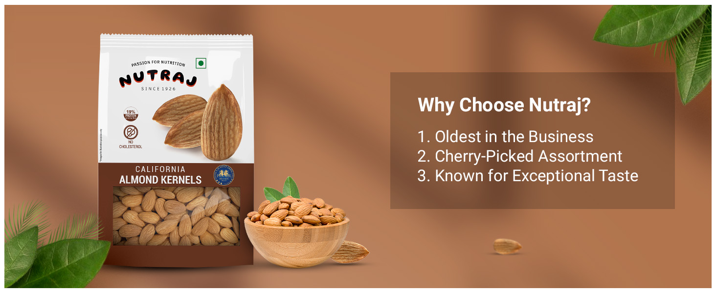 Nutraj California Almond kernels 1kg Pouch | Badam Giri | Dry Fruits and Nuts | Grocery